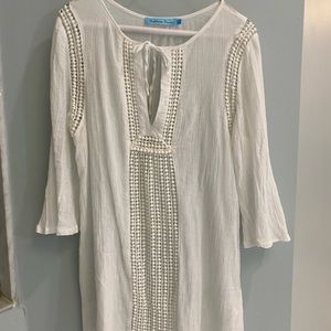 Anthropology Solitaire Swim white Cotton Tunic Cover Up Size Women's Large